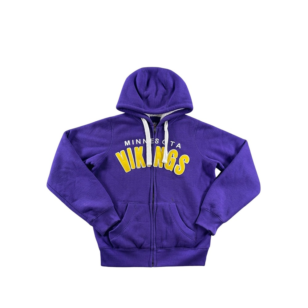 NFL Team Apparel Minnesota Vikings Waffle Knit Sherpa Lined Hoodie Purple Small